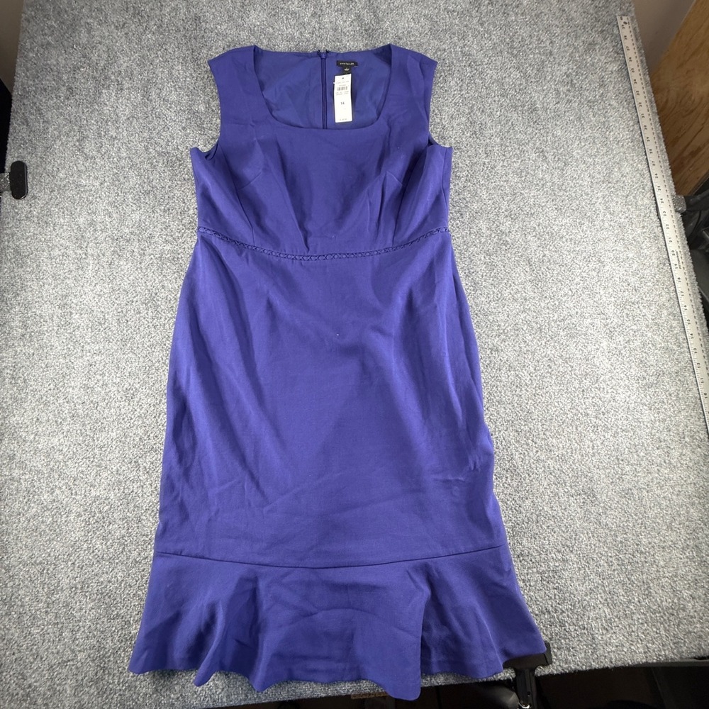 Ann Taylor Purple Sleeveless Flounce Hem Sheath Dress Size 14 NWT 26904580